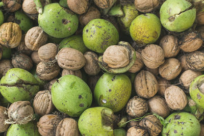 Full frame shot of walnuts for sale in market
