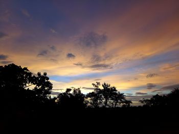 Silhouette trees against sky during sunset