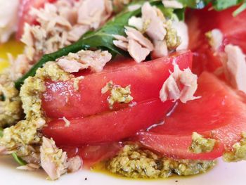 Close-up of salad served in plate