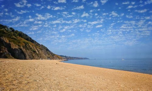 Scenic view of beach against sky