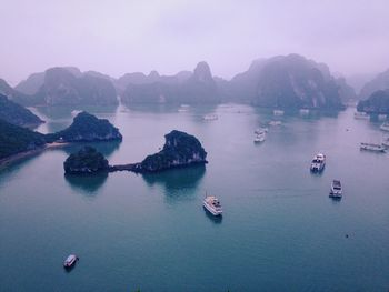 Scenic view of ha long bay against sky