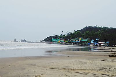 View of beach against clear sky