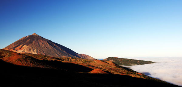 Scenic view of el teide volcano against clear sky