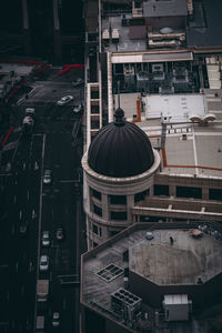 High angle view of buildings in city