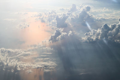 Aerial view of clouds in sky during sunset