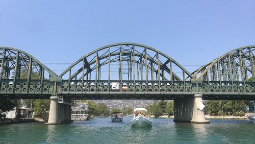 Bridge against clear blue sky