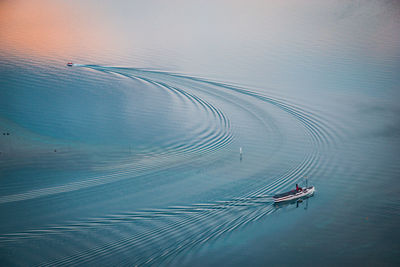 High angle view of boat in sea