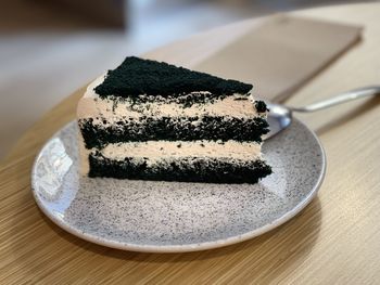 Close-up of dessert in plate on table