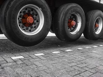 Close-up of black tire