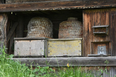 Close-up of old abandoned building