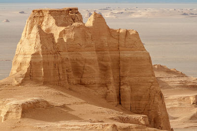 View of rock formations in desert of emptiness, widely known as lut desert or as dasht-e lut.