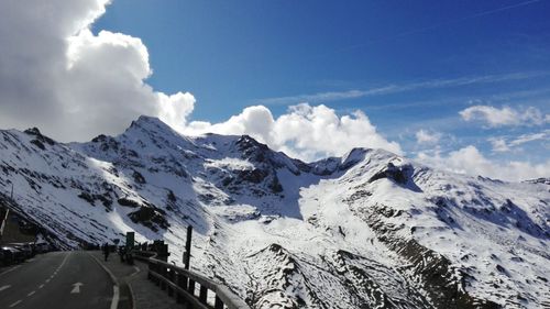 Scenic view of snow mountains against sky