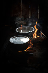 View of burning candle