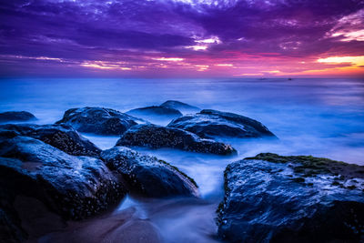 Scenic view of sea against sky during sunset