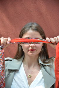 Portrait of girl holding ice cream
