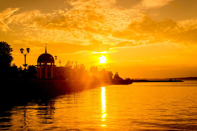 Scenic view of sunset over sea