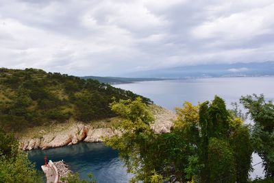 Scenic view of lake and trees against sky