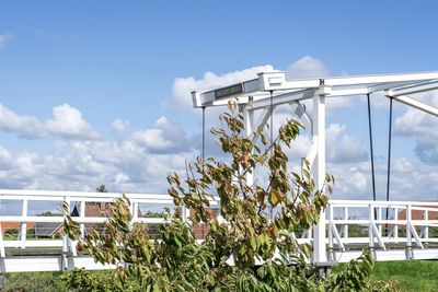 Low angle view of balcony against sky