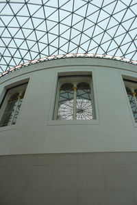 Low angle view of skylight in building