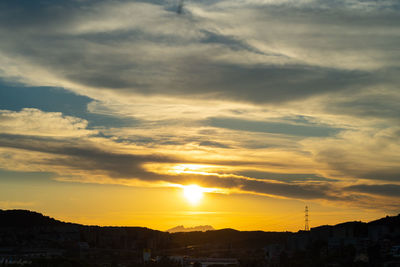 Silhouette buildings against sky during sunset