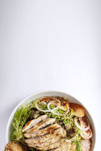 Directly above shot of meal served on table