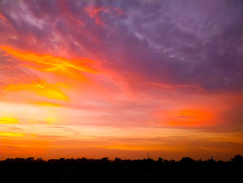 Scenic view of dramatic sky during sunset