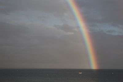 Scenic view of rainbow over sea against sky