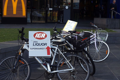 Bicycles on street in city