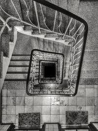 High angle view of spiral stairs