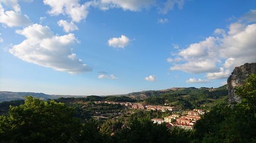 Aerial view of townscape against sky