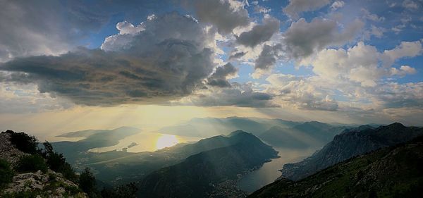 Panoramic view of mountains against sky