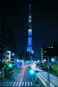 Illuminated city at night