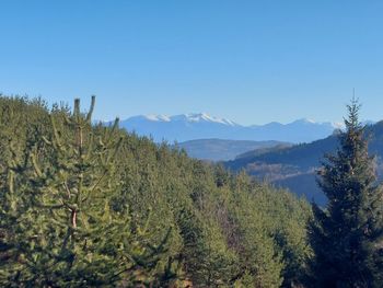 Scenic view of mountains against clear sky