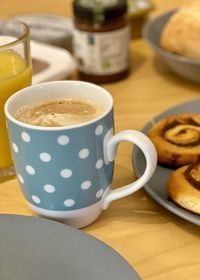 Close-up of coffee cup on table