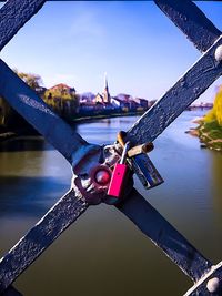 View of eiffel tower against blue sky