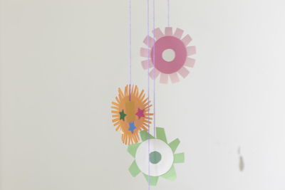 Low angle view of text on white background