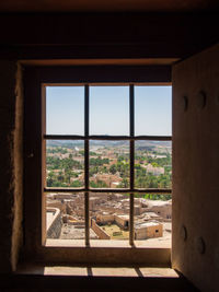 View of sea seen through window