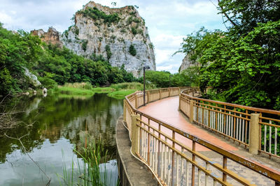Khao ngoo rock park. walkway in of mount khao ngoo rock park at ratchaburi province, thailand. 