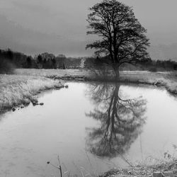 Scenic view of lake against sky