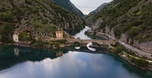 Scenic view of lake and mountains