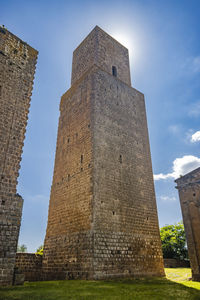 Low angle view of old ruins against sky