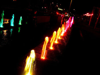 Illuminated lights at night