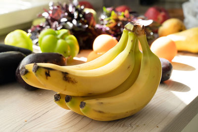 Close-up of bananas on table