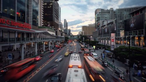 High angle view of traffic on city street