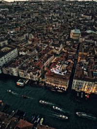 High angle view of buildings in city