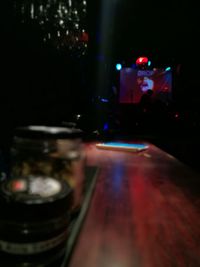 Close-up of piano keys at night