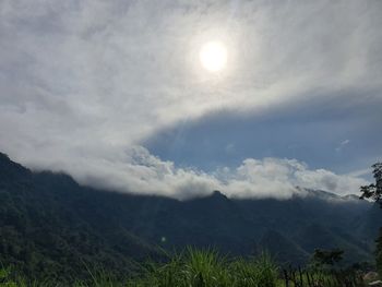Scenic view of mountains against sky