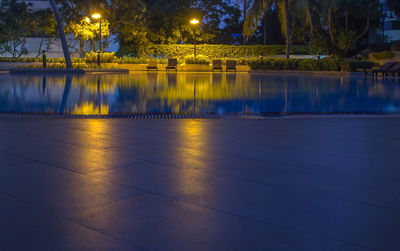 Scenic view of swimming pool at night