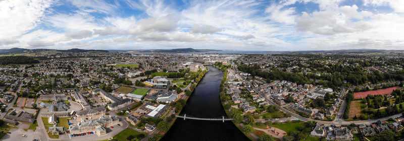 High angle view of townscape against sky