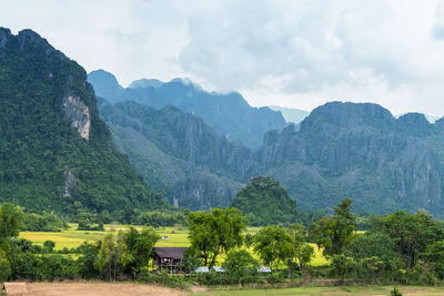 Landscape and mountain in vang vieng, laos.